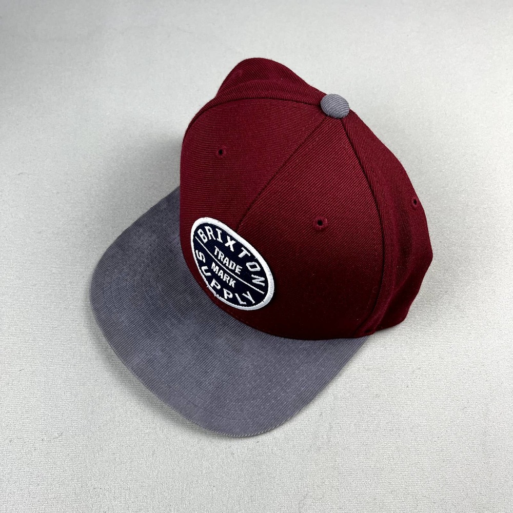 Brixton Hat Cap Snapback Red Gray Supply Classic Circle Logo Adjustable Mens Dad